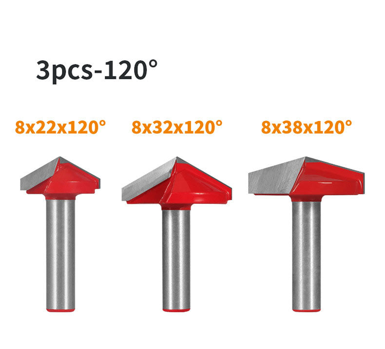 8mm Shank V-Shaped Wood Router Bits Set, 3D CNC Engraving, Carving and Milling Cutter for Woodworking