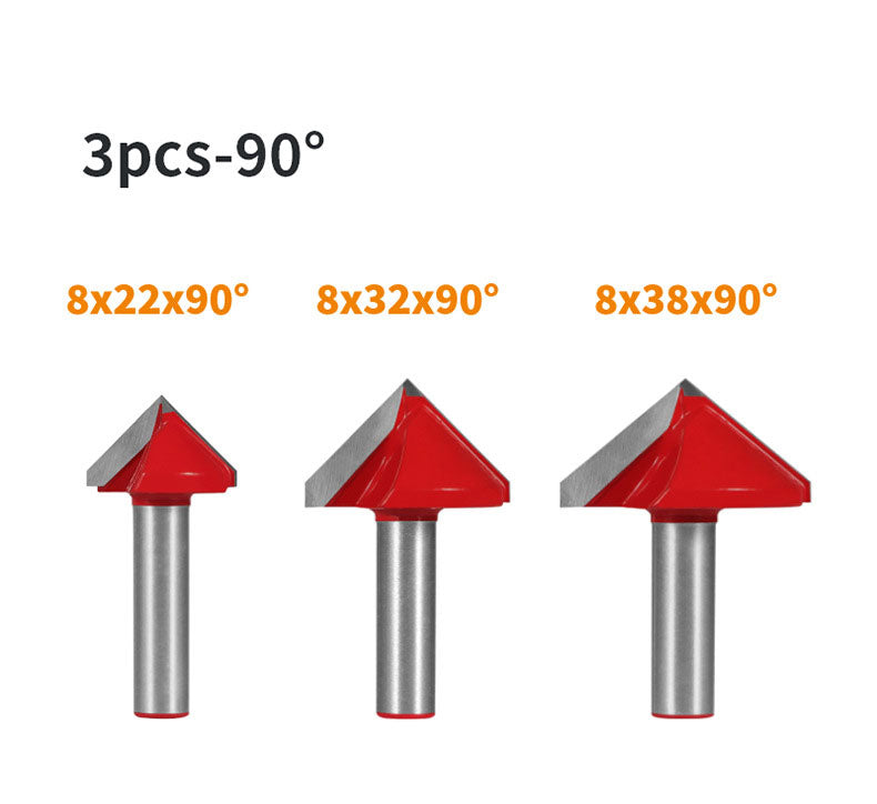 8mm Shank V-Shaped Wood Router Bits Set, 3D CNC Engraving, Carving and Milling Cutter for Woodworking