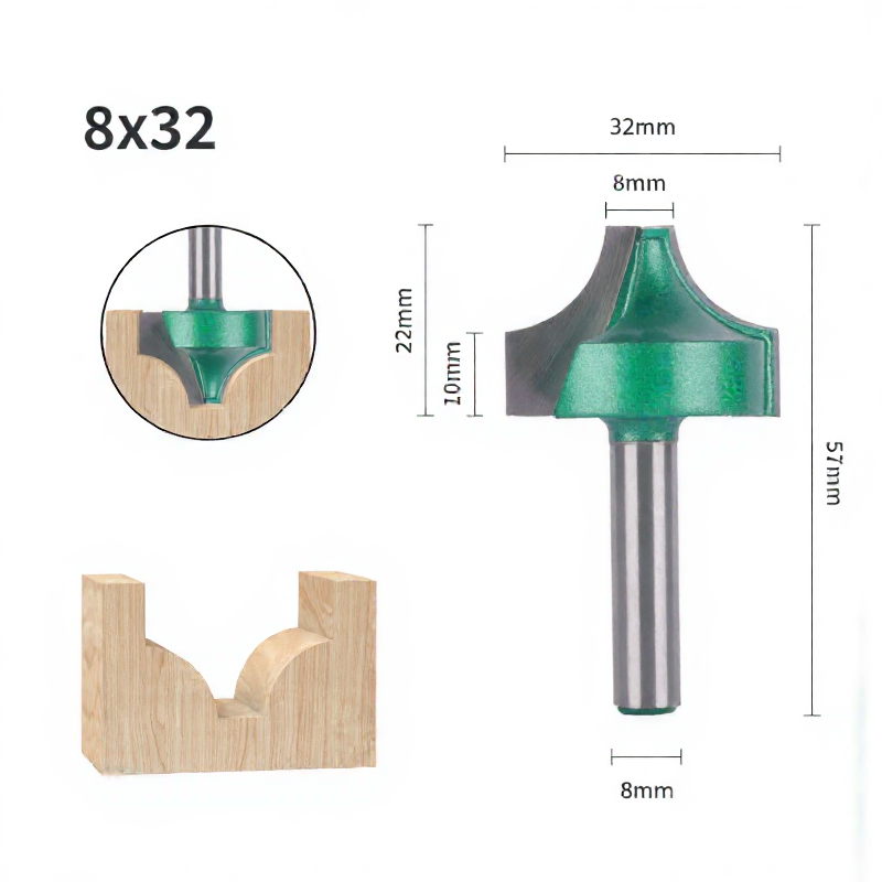 4PCS 8mm Shank Open End Carving Router Bit Set Carbide Milling Cutter for Wood Woodworking Tools