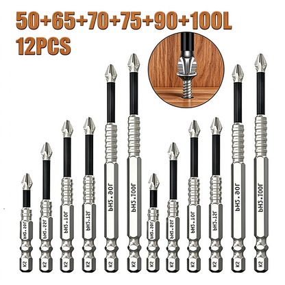 S2 Alloy Steel PH2 Anti Slip Magnetic Screwdriver Bits with 1/4" Hex Shank for Electric Drills