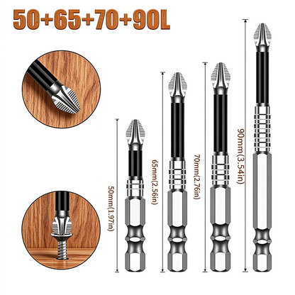 S2 Alloy Steel PH2 Anti Slip Magnetic Screwdriver Bits with 1/4" Hex Shank for Electric Drills