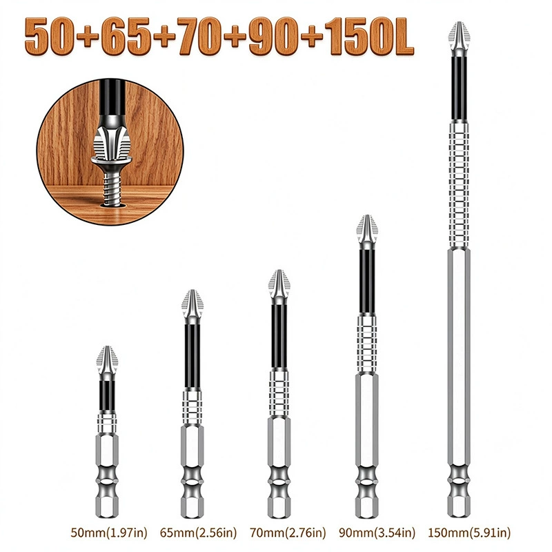S2 Alloy Steel PH2 Anti Slip Magnetic Screwdriver Bits with 1/4" Hex Shank for Electric Drills