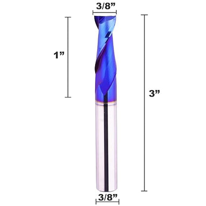 3/8" Shank Spiral CNC Router Bits Upcut Solid Carbide End Mill for Wood Carving, Grooving, Mortises, and Slotting