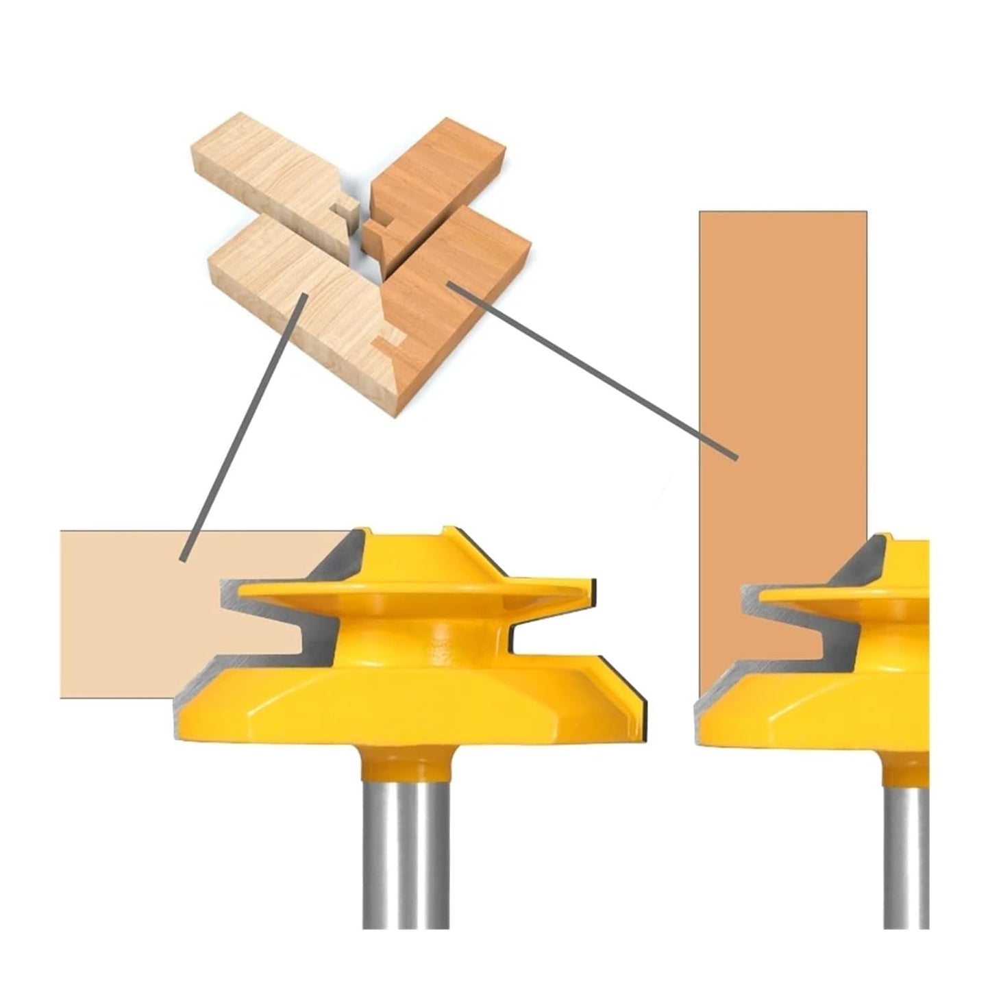 1PC or 3PCS 8mm Shank 45° Lock Miter Router Bit Tungsten Carbide Woodworking Milling Cutter