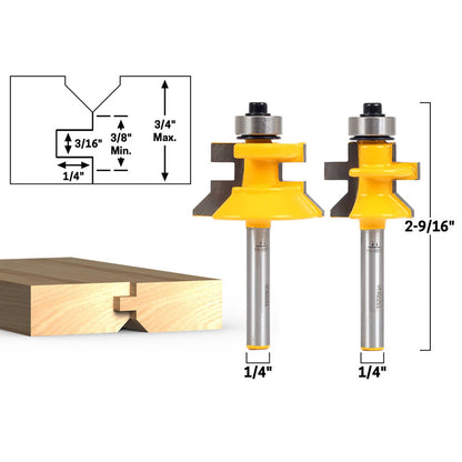 Flooring 2 Bit Tongue and Groove Flooring 1/4" Shank Router Bit Set