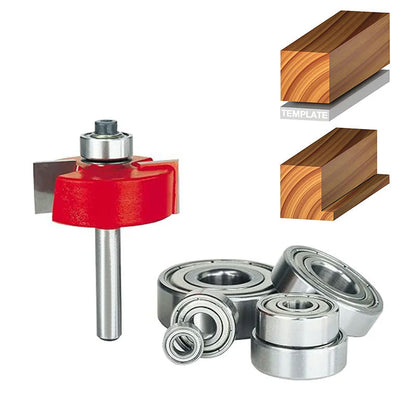 Rabbeting Router Bit Set 1/4" Shank with 6 Bearings for Joinery Cabinet and Furniture Making