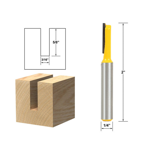 Straight/Dado 3/16"W x 5/8"H 1/4" Shank Router Bit