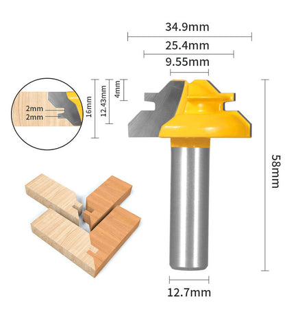 1PC or 3PCS 1/2" Shank 45° Lock Miter Router Bit Tungsten Carbide Woodworking Milling Cutter