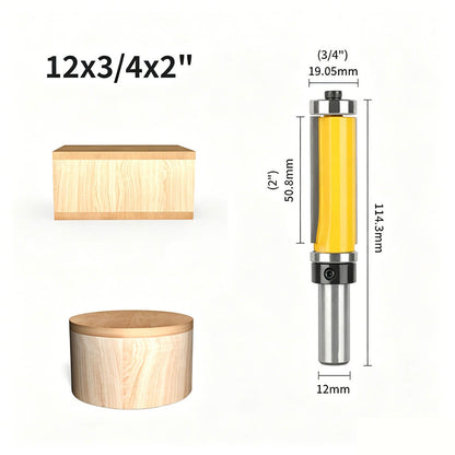 Top & Bottom Bearing Flush Trim Router Bit, 3/4 Inch Cutting Diameter, 12mm Shank