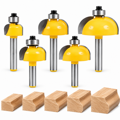 5 Bit Cove Edge Forming Router Bit Set, 1/4" Shank for Woodworking