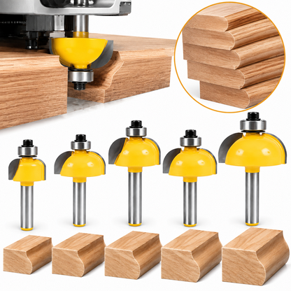 5 Bit Cove Edge Forming Router Bit Set, 1/4" Shank for Woodworking
