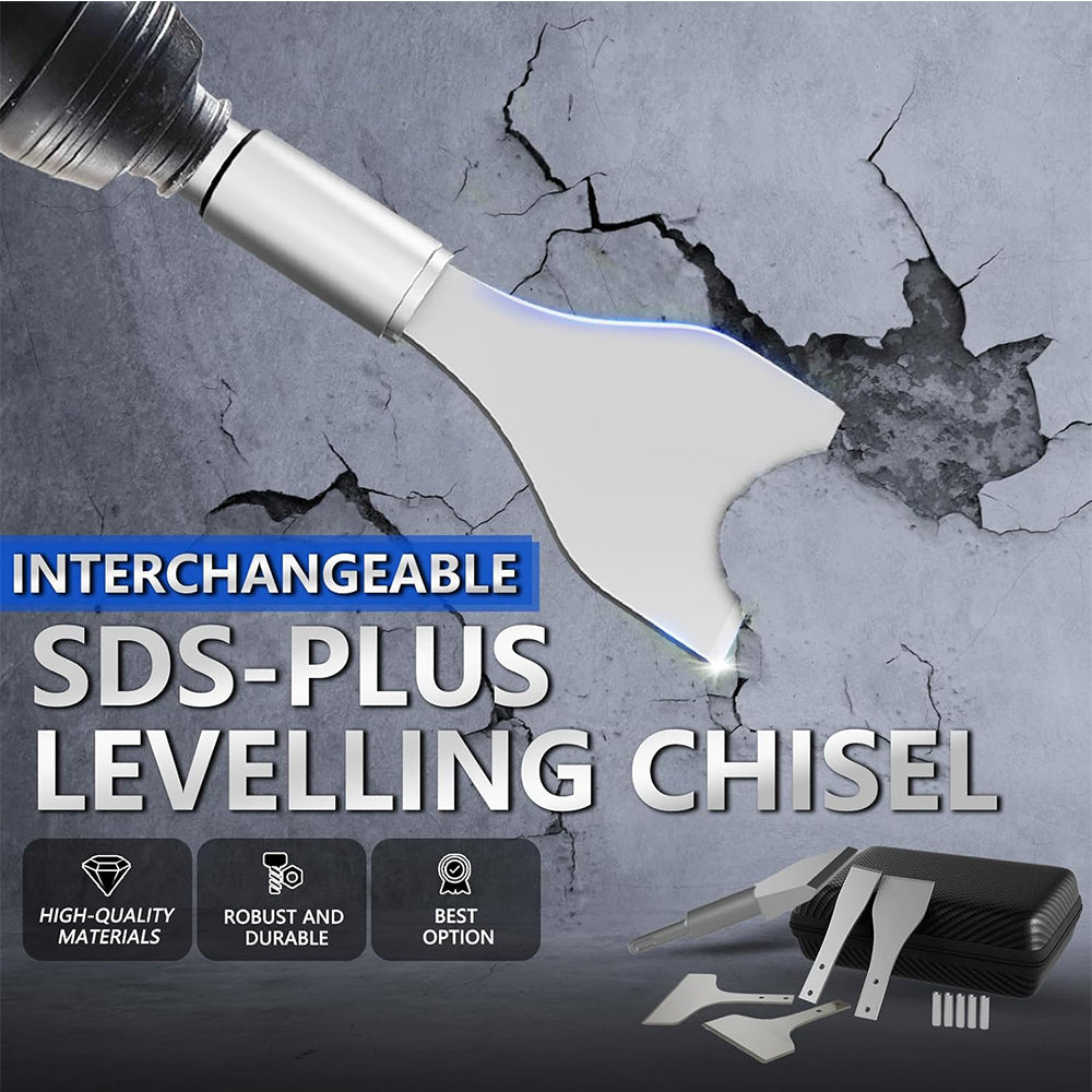 Chisel Set 2-31/32" & 4-11/32" with SDS Plus Shanks, 40Cr Steel Tool Kit Includes 4 Replacement Blades
