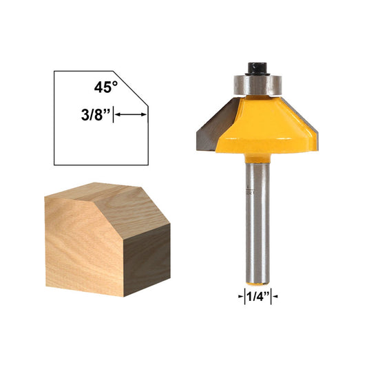 45° Chamfer/Bevel Edging Medium 1/4" Shank Router Bit