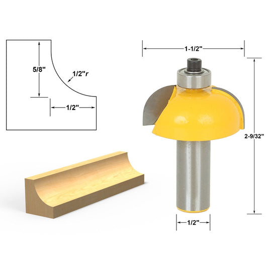 Cove Edging and Molding 1/2" Radius 1/2" Shank Router Bit