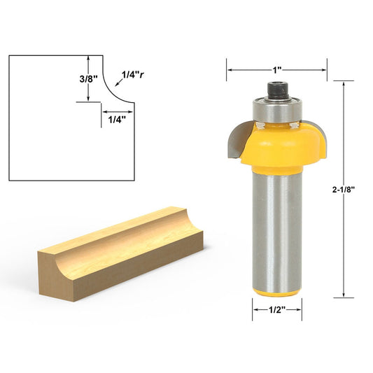 Cove Edging and Molding 1/4" Radius 1/2" Shank Router Bit