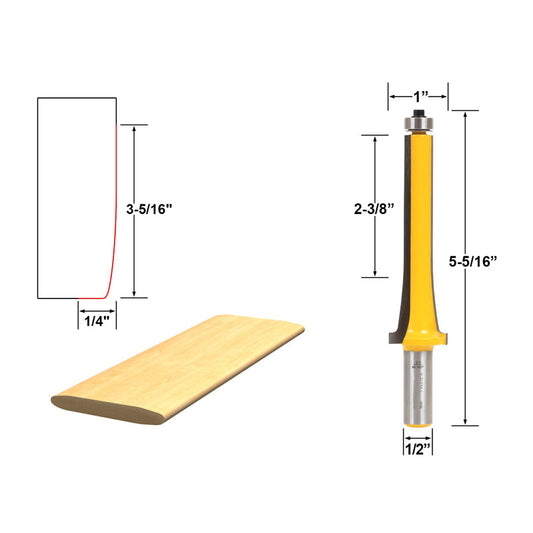 Louver Slat Large 1/2" Shank Router Bit