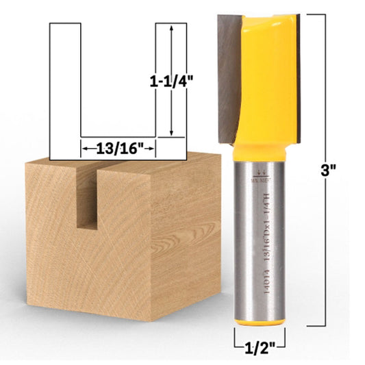 13/16" Diameter X 1 1/4" Height 1/2" Shank Straight Router Bit