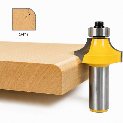 6-Piece Roundover Router Bit Set, 1/2" Shank Carbide Tipped Edge Bits with 6 Radius Sizes