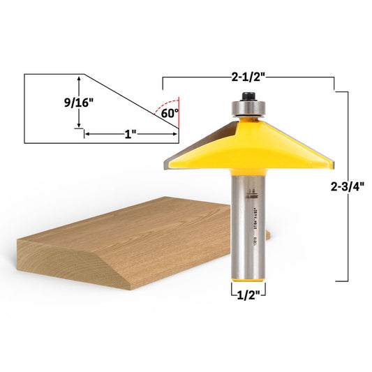60 Degree Bevel Edge Forming 1/2" Shank Router Bit