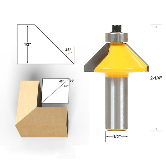 45° Chamfer & Bevel Edging 1/2" Shank Router Bit