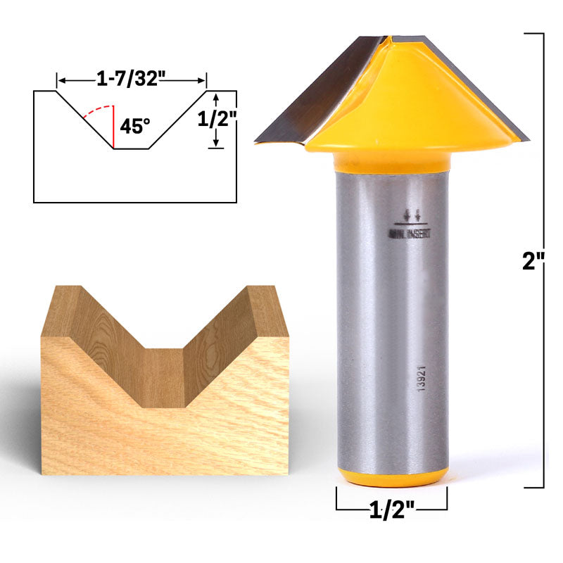45° V Groove Flat Bottom 1/2