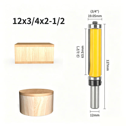Top & Bottom Bearing Flush Trim Router Bit, 3/4 Inch Cutting Diameter, 12mm Shank
