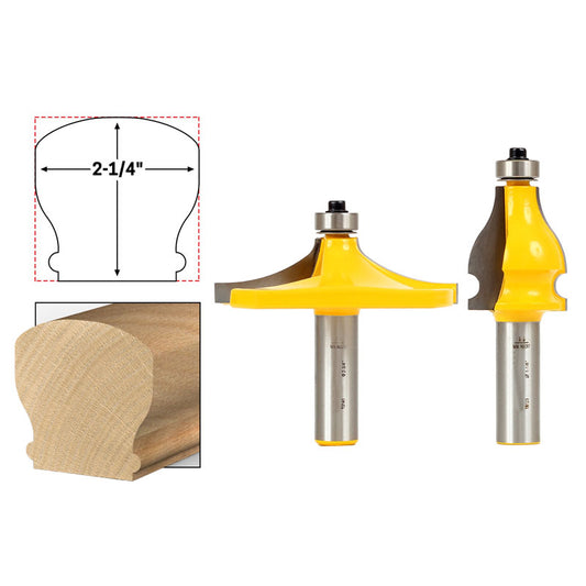 Thumbnail & Beaded 2 Bit Handrail 1/2" Shank Router Bit Set