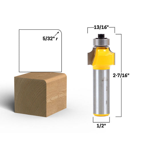 5/32" Radius Round Over Edge Forming 1/2" Shank Router Bit