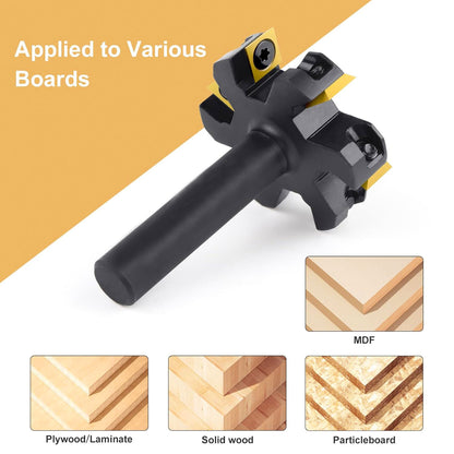 CNC Spoilboard Surfacing Router Bit, 1/2" Shank, 2" Cutting Diameter, 6-Wing Carbide Insert, Slab Flattening for Wood Planing