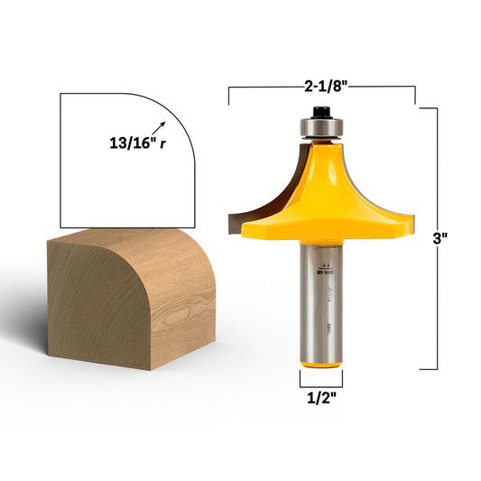 13/16" Radius Round Over Edge Forming 1/2" Shank Router Bit