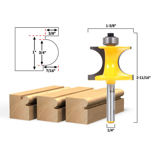 3/4" Bead Bullnose Bead 1/4" Shank Router Bit