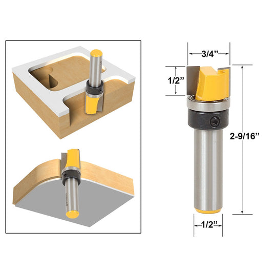 Mortising/Template Trim 1/2"H X 3/4"W 1/2" Shank Router Bit