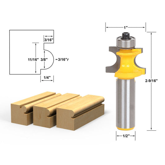Bullnose Beading Router Bit 3/16"r 3/8" Bead 1/2" Shank