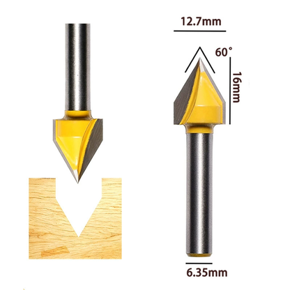 3 PCS V Groove Router Bit Set 60 & 90 Degree Carbide Tipped CNC Woodworking Engraving Bits