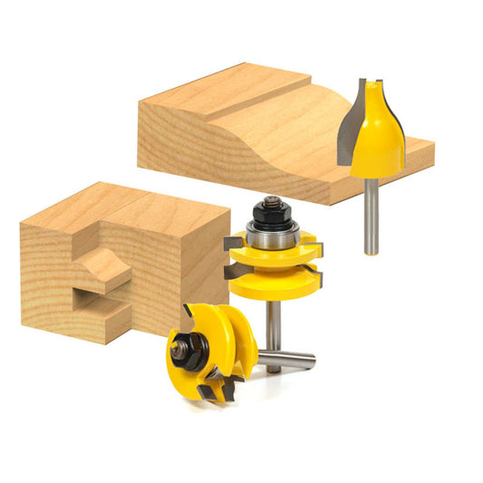 Ogee 3 Bit Raised Panel Cabinet Door 1/4" Shank Router Bit Set with Vertical Panel Raiser