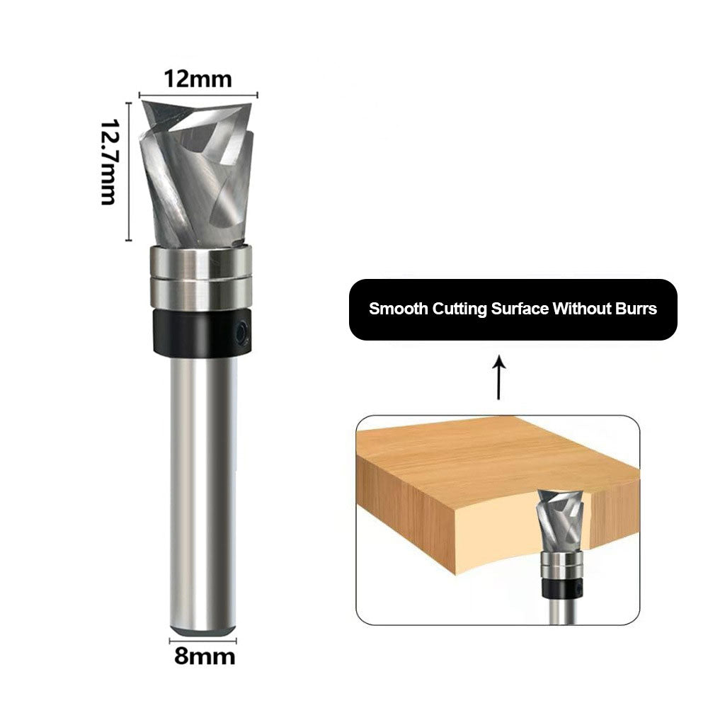 8mm Spiral Flush Trim Router Bit Up & Down Compression Cutter Spiral Grooved Bottom Double Ball Bearing Precise Cuts