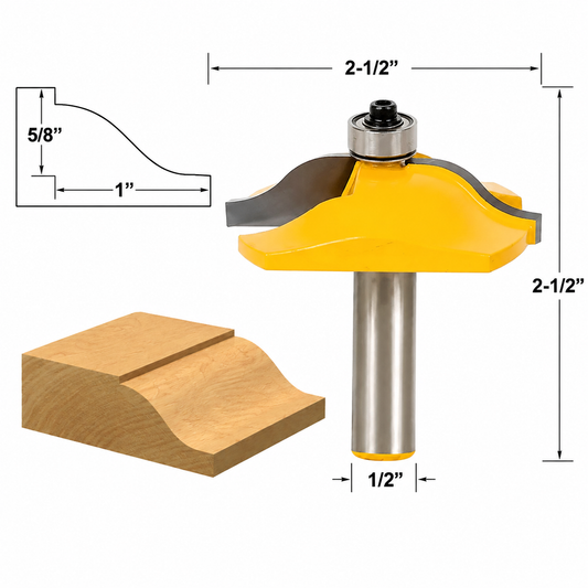 Base Board / Panel Raiser Ogee 2 1/2" Diameter Router Bit