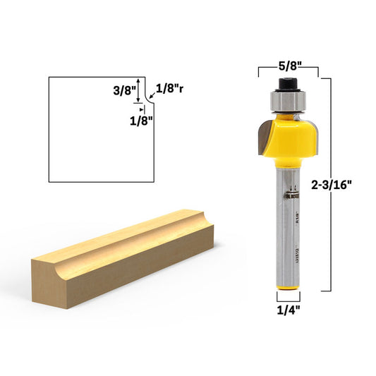 1/8" Radius Cove Edge Forming 1/4" Shank Router Bit