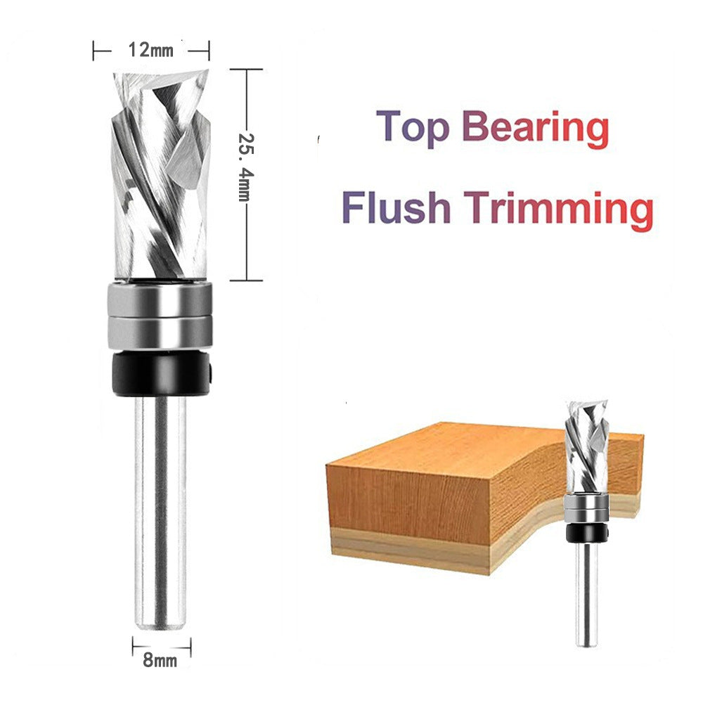 Compression Flush Trim Router Bit Top Bearing for Wood Edge Trimming Slotting Groove Routing and Bottom Cleaning