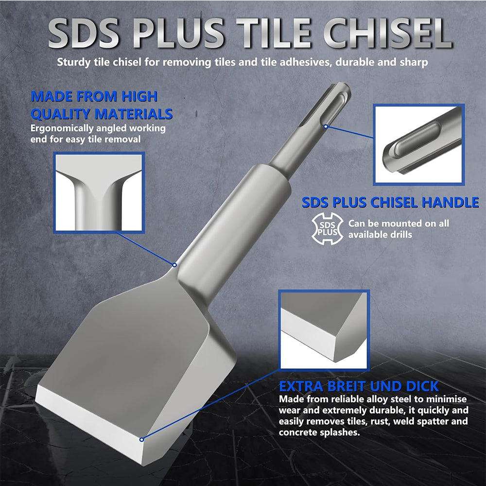 Chisel Set 2-31/32" & 4-11/32" with SDS Plus Shanks, 40Cr Steel Tool Kit Includes 4 Replacement Blades
