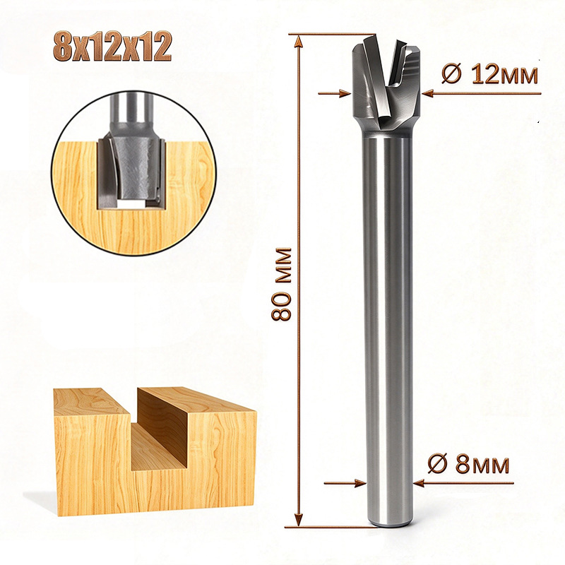 8mm Shank Double Flute Carbide Straight Router Bits Grooving Cutter for Woodworking, 1PC/2PCS Set