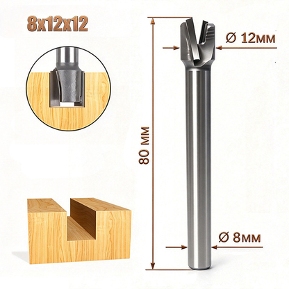 8mm Shank Double Flute Carbide Straight Router Bits Grooving Cutter for Woodworking, 1PC/2PCS Set