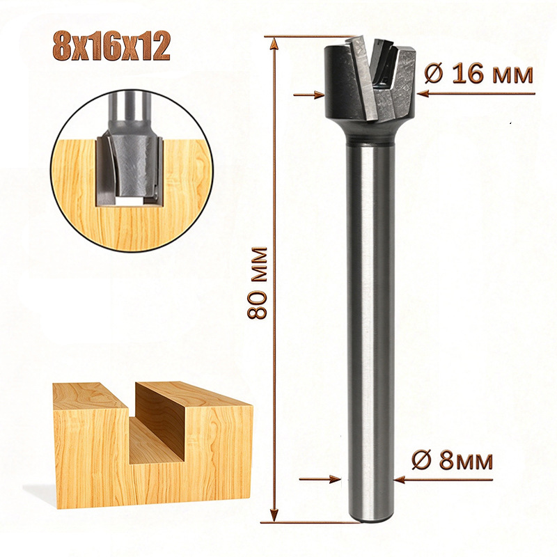 8mm Shank Double Flute Carbide Straight Router Bits Grooving Cutter for Woodworking, 1PC/2PCS Set