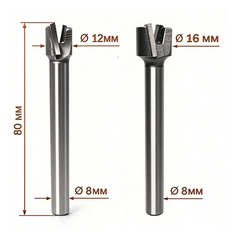 8mm Shank Double Flute Carbide Straight Router Bits Grooving Cutter for Woodworking, 1PC/2PCS Set