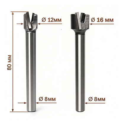 8mm Shank Double Flute Carbide Straight Router Bits Grooving Cutter for Woodworking, 1PC/2PCS Set