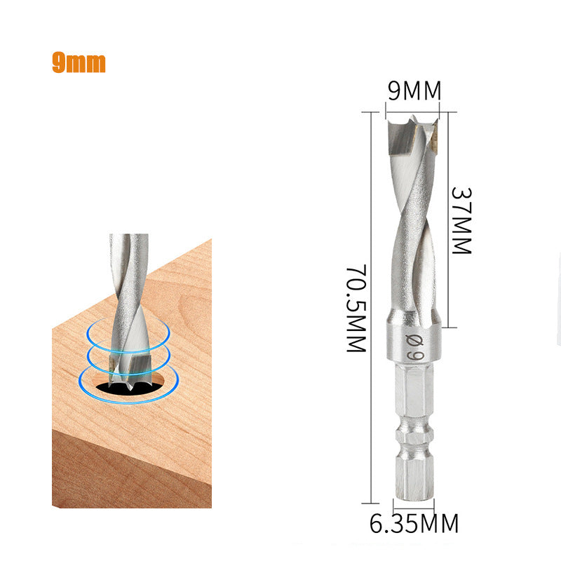 Hexagonal Handle Drill Bit 6.5/8/9/10/12mm Three-Point Carbide Blade Woodworking Drill for Wood Plastic Metal
