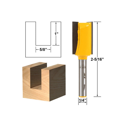 Straight/Dado 5/8"W x 1"H 1/4" Shank Router Bit