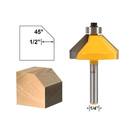 45° Chamfer/Bevel Edging Large 1/4" Shank Router Bit