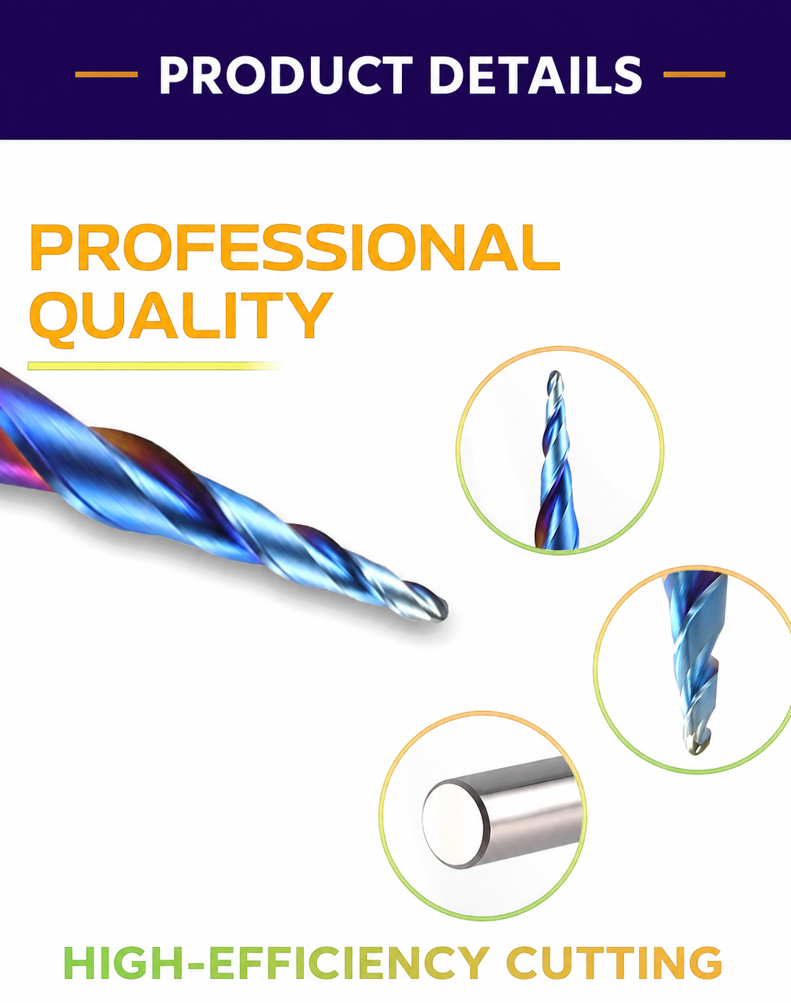 9PCS Solid Carbide CNC Router Bit Set, 1/4-Inch Shank, Multiple-Use Spiral, V-Groove and Ball Nose Bits for Woodworking, Engraving and Carving