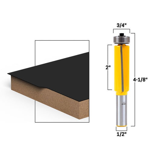 2" Down Shear Flush Trim 1/2" Shank Router Bit